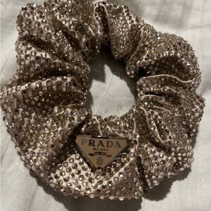 Prada pink crystal and gem scrunchie